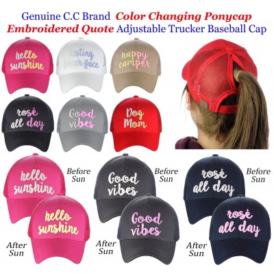 C.C Ponycap Adjustable Color Changing Embroidered Quote CC Ponytail Cap  eb-14487495